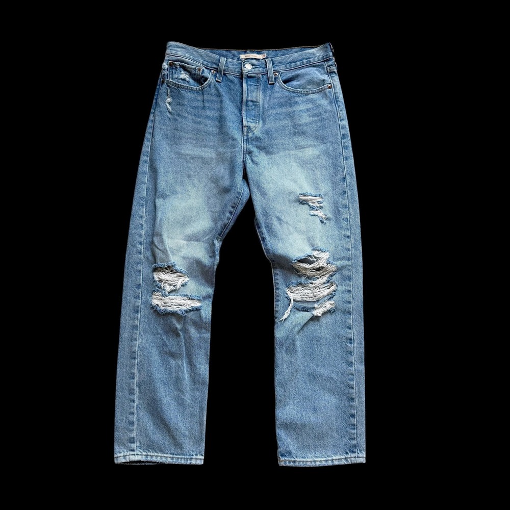 Levis Premium Wedgie Straight Distressed Jeans Light Wash 30x28 34964-0177